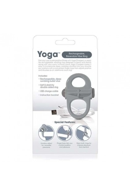 COCKRING DOUBLE VIBRANT RECHARGEABLE CHARGED YOGA GRIS - SCREAMING O