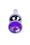 Plug bijou long en acier inoxydable argent foncé et cristal violet - 