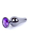 Plug bijou long en acier inoxydable argent foncé et cristal violet - 