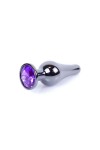 Plug bijou long en acier inoxydable argent foncé et cristal violet - 