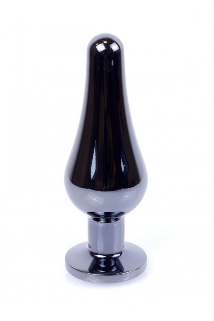 Plug bijou long en acier inoxydable argent foncé et cristal violet - 
