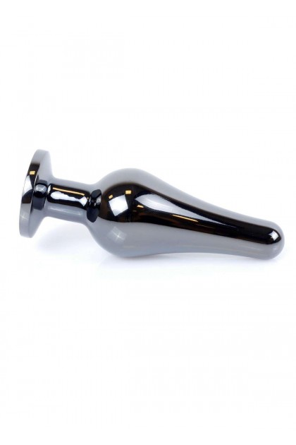 PLUG BIJOU LONG EN ACIER INOXYDABLE ARGENT FONCÉ ET CRISTAL VIOLET - S