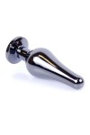 Plug bijou long en acier inoxydable argent foncé et cristal violet - 