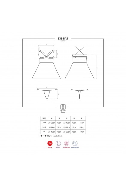 BABYDOLL NOIRE 838-BAB-1 - OBSESSIVE - XXL