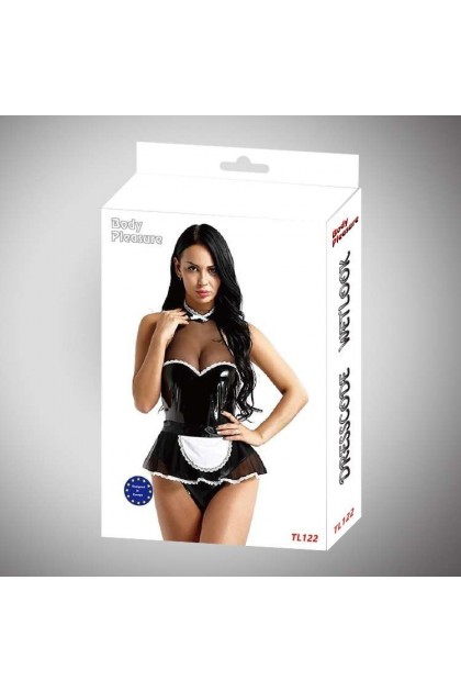 COSTUME SEXY NOIR SOUBRETTE WETLOOK - TL122 - M/L