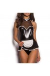 COSTUME SEXY NOIR SOUBRETTE WETLOOK - TL122 - M/L