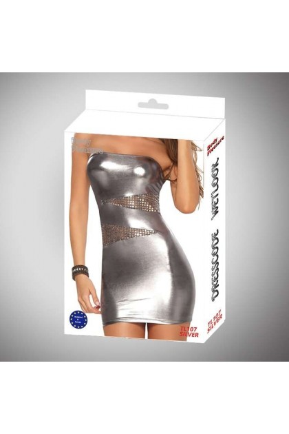 ROBE SEXY ARGENT WETLOOK - TL107 - TU