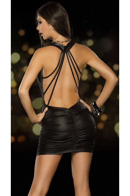 Robe sexy noire en wetlook - TL109 - TU - Love Shop Avenue