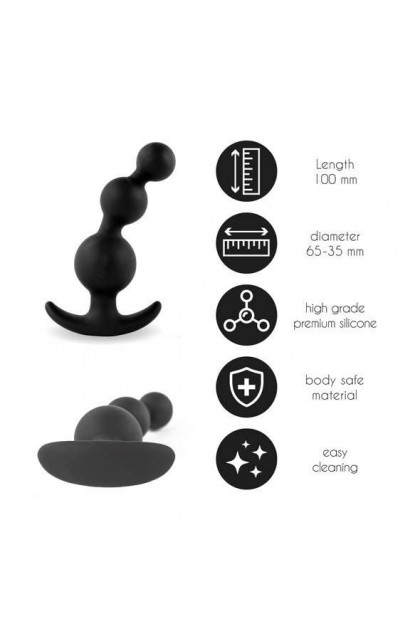 PLUG ANAL NOIR FAÇON CHAPELET PLUGZ NR. 4