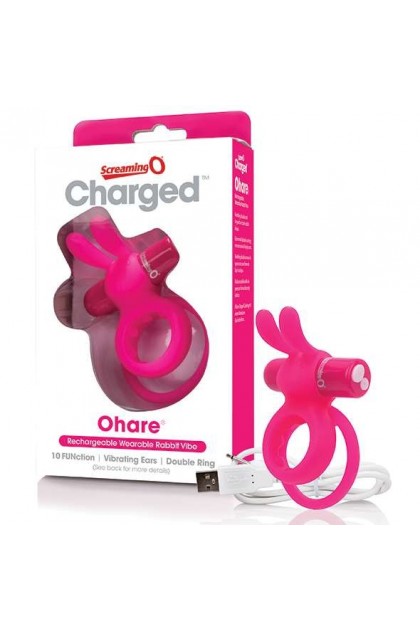 Cockring double vibrant rechargeable charged ohare rabbit rose