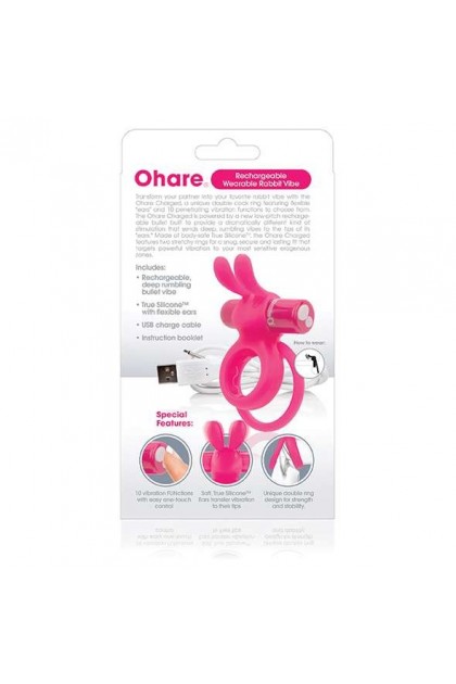 COCKRING DOUBLE VIBRANT RECHARGEABLE CHARGED OHARE RABBIT ROSE