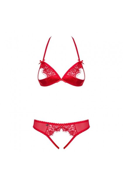 ENSEMBLE DE LINGERIE OUVERT 2 PIÈCES 870-SEC-3 ROUGE - L/XL