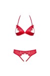 ENSEMBLE DE LINGERIE OUVERT 2 PIÈCES 870-SEC-3 ROUGE - L/XL