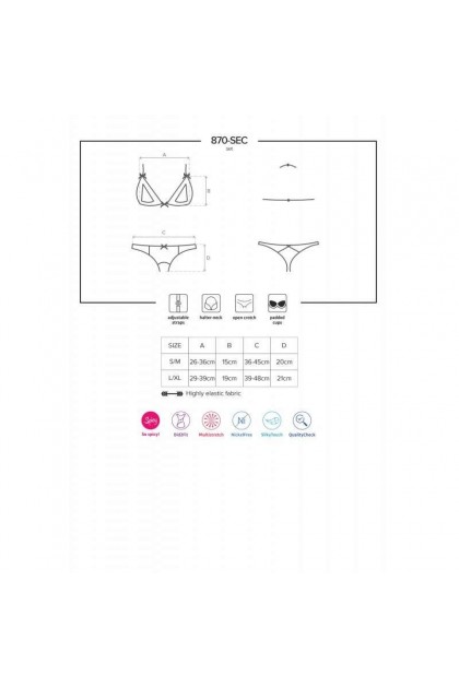 ENSEMBLE DE LINGERIE OUVERT 2 PIÈCES 870-SEC-3 ROUGE - L/XL