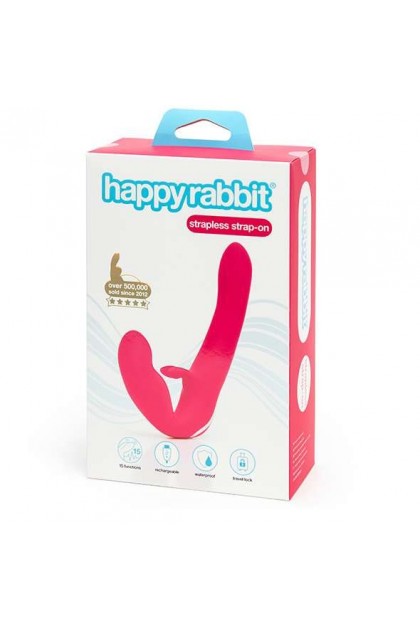 DOUBLE VIBROMASSEUR STRAPLESS USB - HAPPY RABBIT