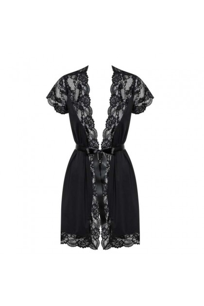 Peignoir noir 810-PEI-1 - OBSESSIVE - XXL - Love Shop Avenue