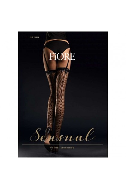 Bas noir porte jarretelle satine 30 den - FIORE - TAILLE 2