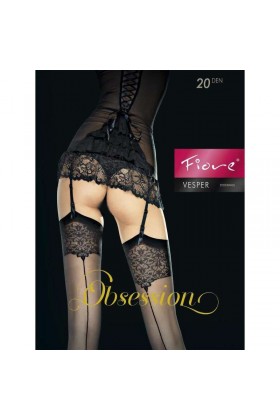 BAS PORTE-JARRETELLES NOIR VESPER - FIORE - TAILLE 3