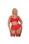 ENSEMBLE DE LINGERIE ROUGE 3 PIECES JOLIEROSE SET - OBSESSIVE - XXL