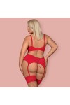 ENSEMBLE DE LINGERIE ROUGE 3 PIECES JOLIEROSE SET - OBSESSIVE - XXL