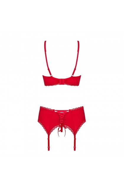 ENSEMBLE DE LINGERIE ROUGE 3 PIECES JOLIEROSE SET - OBSESSIVE - XXL