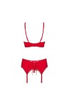 ENSEMBLE DE LINGERIE ROUGE 3 PIECES JOLIEROSE SET - OBSESSIVE - XXL