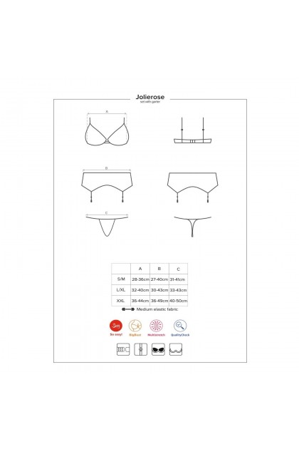 Ensemble de lingerie rouge 3 pieces jolierose set - OBSESSIVE - XXL