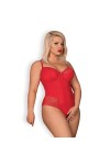 BODY OUVERT ROUGE JOLIEROSE TEDDY - OBSESSIVE - XXL