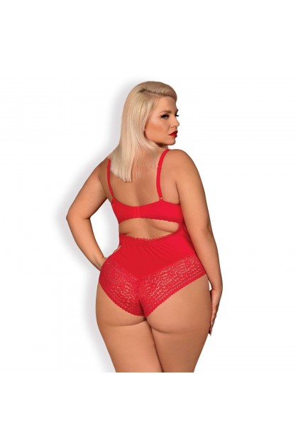 BODY OUVERT ROUGE JOLIEROSE TEDDY - OBSESSIVE - XXL