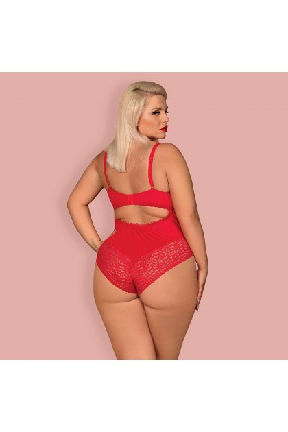 BODY OUVERT ROUGE JOLIEROSE TEDDY - OBSESSIVE - XXL