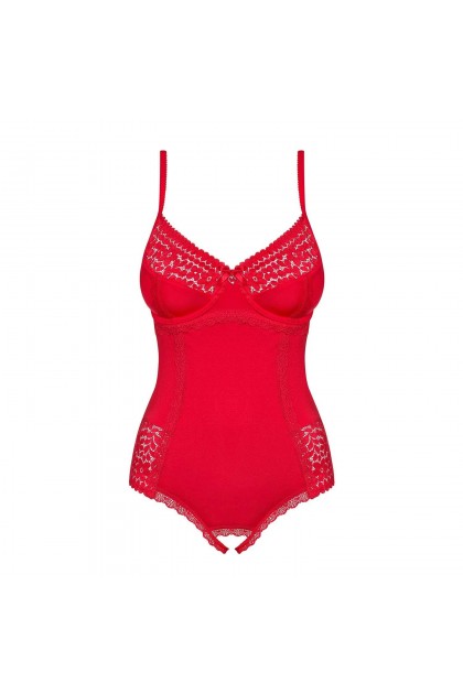 BODY OUVERT ROUGE JOLIEROSE TEDDY - OBSESSIVE - XXL