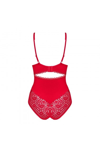 BODY OUVERT ROUGE JOLIEROSE TEDDY - OBSESSIVE - XXL