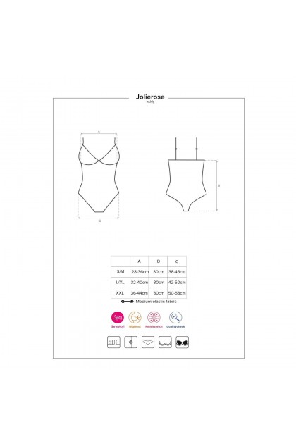 BODY OUVERT ROUGE JOLIEROSE TEDDY - OBSESSIVE - XXL