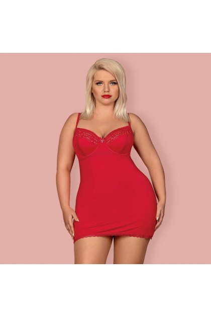 NUISETTE ROUGE JOLIEROSE CHEMISE - OBSESSIVE - XXL
