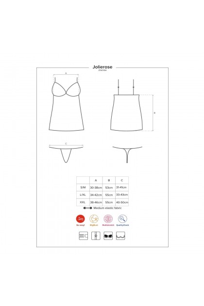 NUISETTE ROUGE JOLIEROSE CHEMISE - OBSESSIVE - XXL