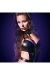 BODY EN SIMILI CUIR NOIR + COLLIER AVEC LAISSE - CR-4207 - L/XL