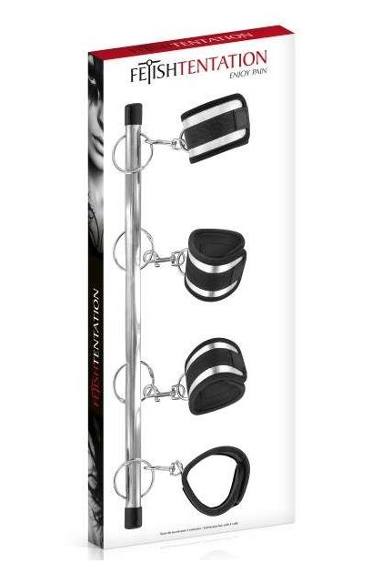 BARRE DE SOUMISSION 4 MENOTTES AJUSTABLES