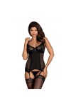 GUÊPIÈRE AVEC STRING AMALLIE CORSET NOIR - OBSESSIVE - S/M