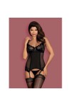 GUÊPIÈRE AVEC STRING AMALLIE CORSET NOIR - OBSESSIVE - S/M