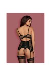 GUÊPIÈRE AVEC STRING AMALLIE CORSET NOIR - OBSESSIVE - S/M