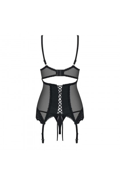 GUÊPIÈRE AVEC STRING AMALLIE CORSET NOIR - OBSESSIVE - XXL