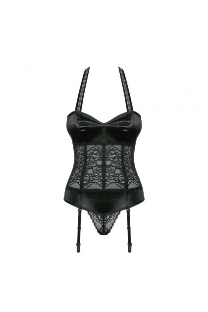 Corset jarretelles détachables noir ailey - OBSESSIVE - L/XL