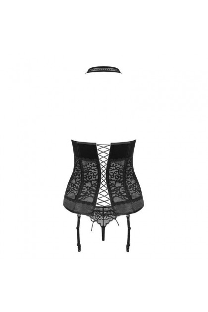 Corset jarretelles détachables noir ailey - OBSESSIVE - L/XL