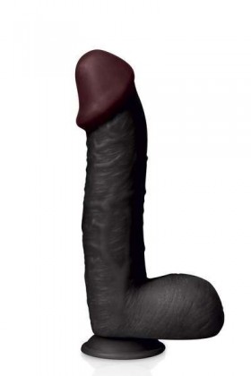 GODE GÉANT RÉALISTE NOIR 30CM AVEC GLAND POINT G