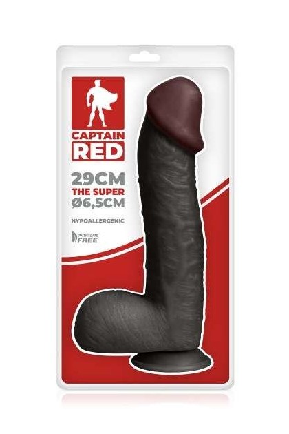 GODE GÉANT RÉALISTE NOIR 30CM AVEC GLAND POINT G