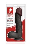 GODE GÉANT RÉALISTE NOIR 30CM AVEC GLAND POINT G