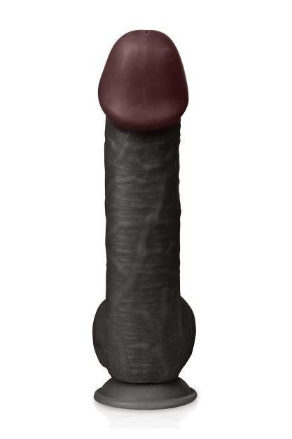 GODE GÉANT RÉALISTE NOIR 30CM AVEC GLAND POINT G