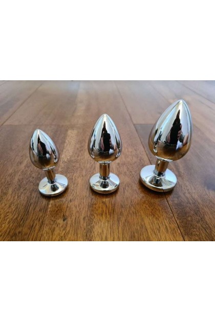 COFFRET 3 PLUGS ALUMINIUM ARGENT - S - M - L - STRASS VIOLET - BR138