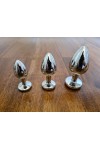 Coffret 3 plugs aluminium argent - S - M - L - STRASS VIOLET - BR138