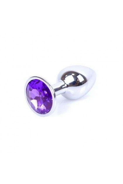 Coffret 3 plugs aluminium argent - S - M - L - STRASS VIOLET - BR138